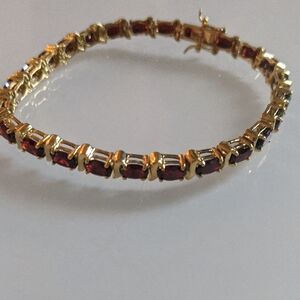 Gold and Garnet Stone Bracelet